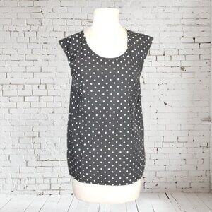 Sleeveless Blouse Scoop Neck Dip Hem Keyhole Back Polka-a-dot